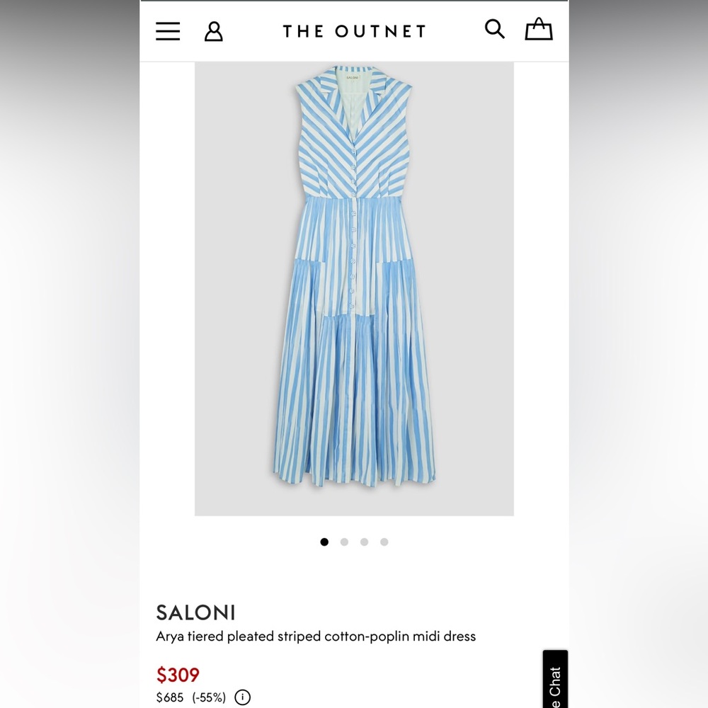 Saloni 

Arya tiered pleated striped cotton-poplin midi dress